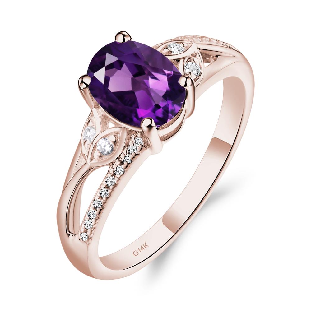 Oval Cut Amethyst Ring - LUO Jewelry #metal_14k rose gold