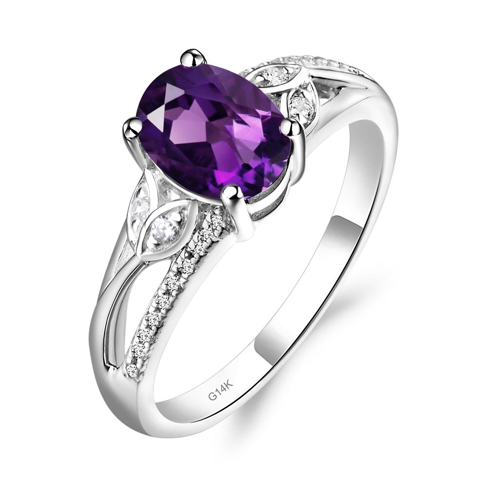 Oval Cut Amethyst Ring - LUO Jewelry #metal_14k white gold