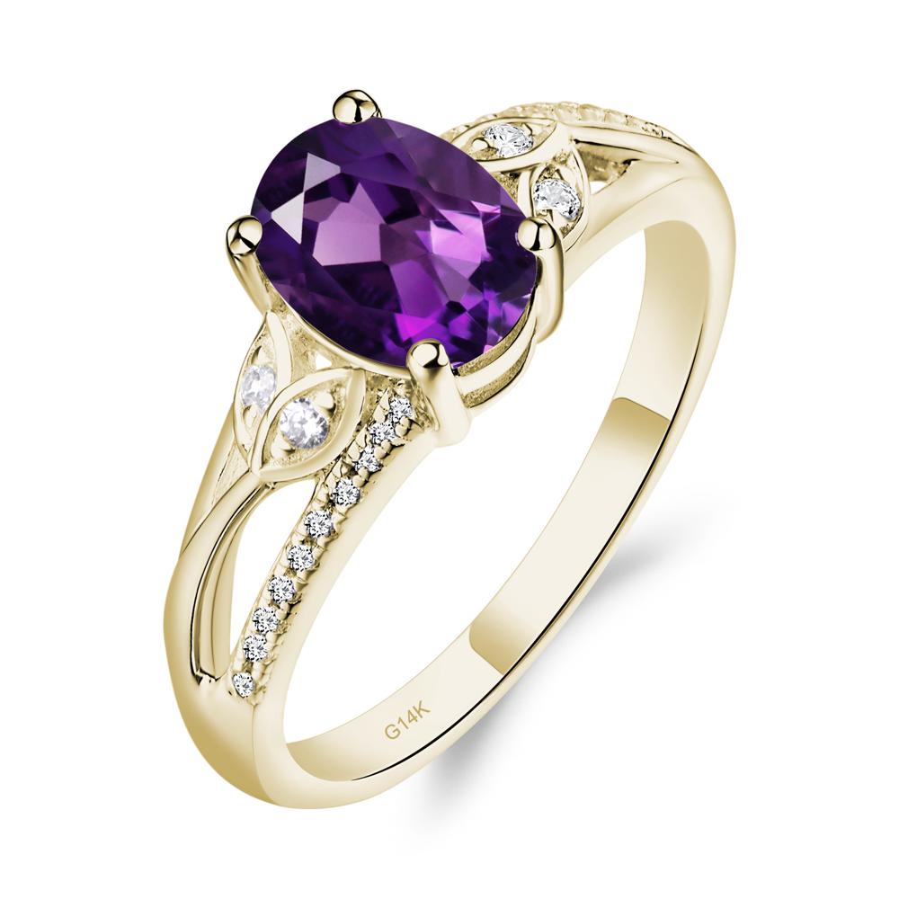 Oval Cut Amethyst Ring - LUO Jewelry #metal_14k yellow gold