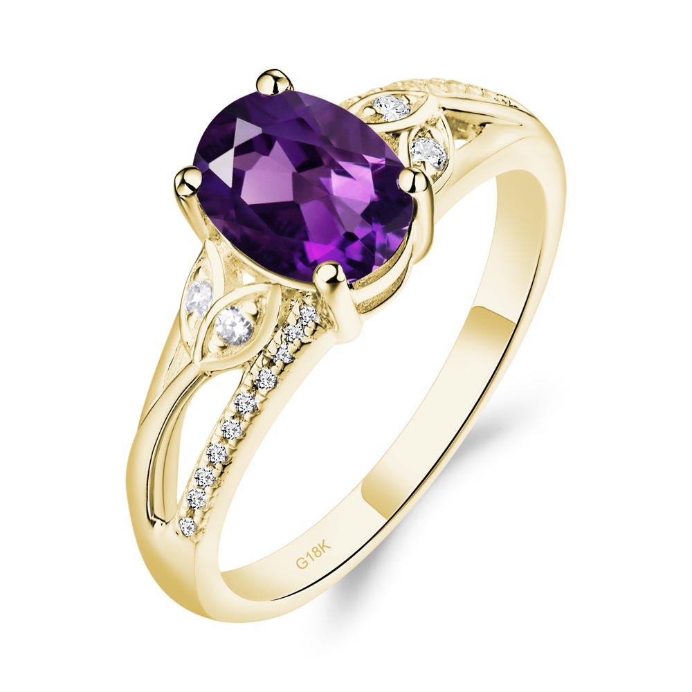 Oval Cut Amethyst Ring - LUO Jewelry #metal_18k yellow gold