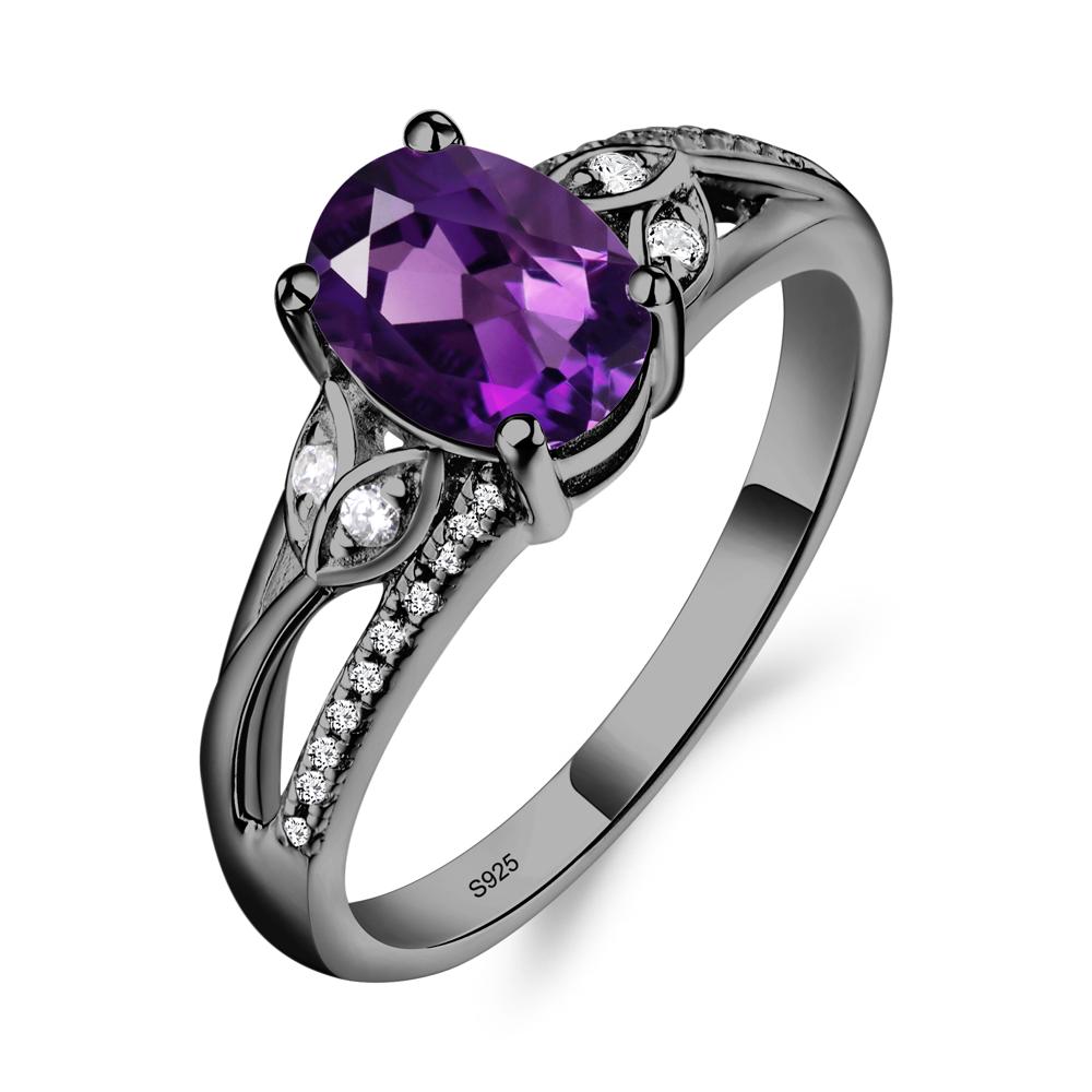 Oval Cut Amethyst Ring - LUO Jewelry #metal_black finish sterling silver