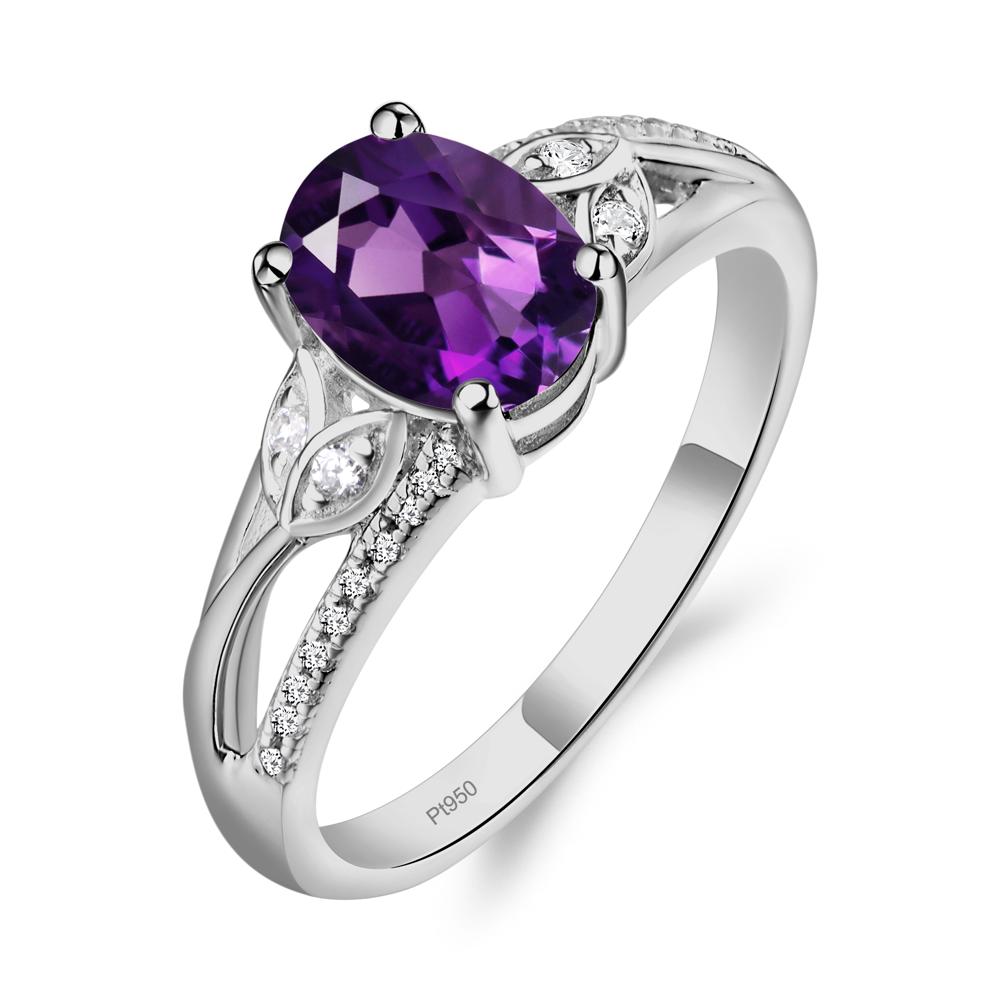 Oval Cut Amethyst Ring - LUO Jewelry #metal_platinum