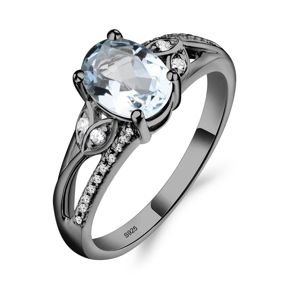 Oval Cut Aquamarine Ring - LUO Jewelry #metal_black finish sterling silver