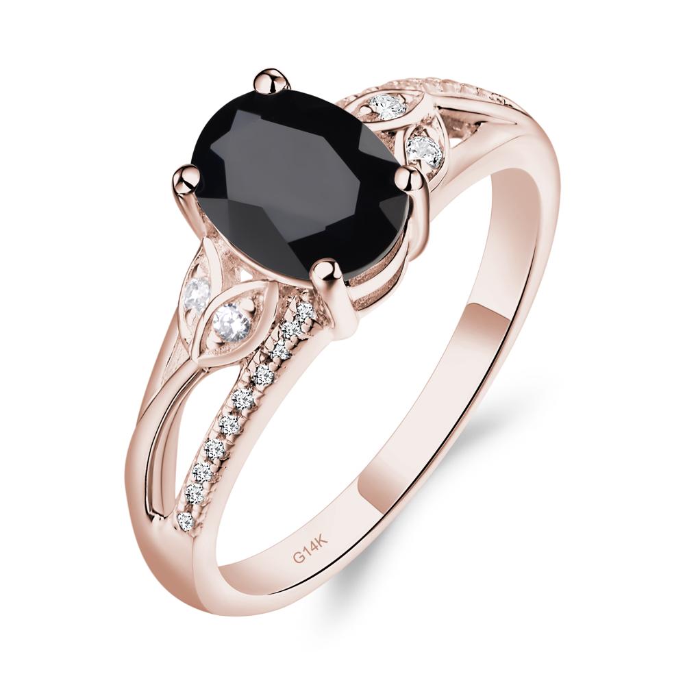 Oval Cut Black Spinel Ring - LUO Jewelry #metal_14k rose gold