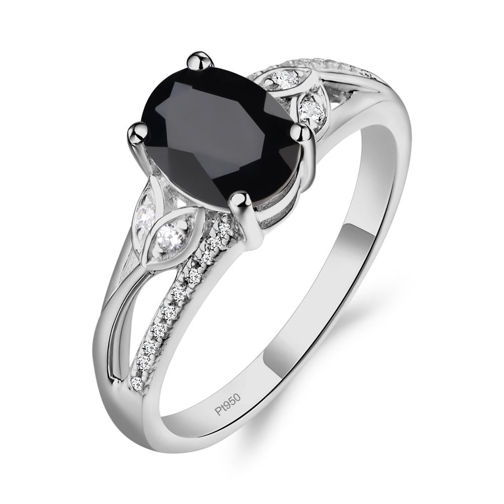 Oval Cut Black Spinel Ring - LUO Jewelry #metal_platinum