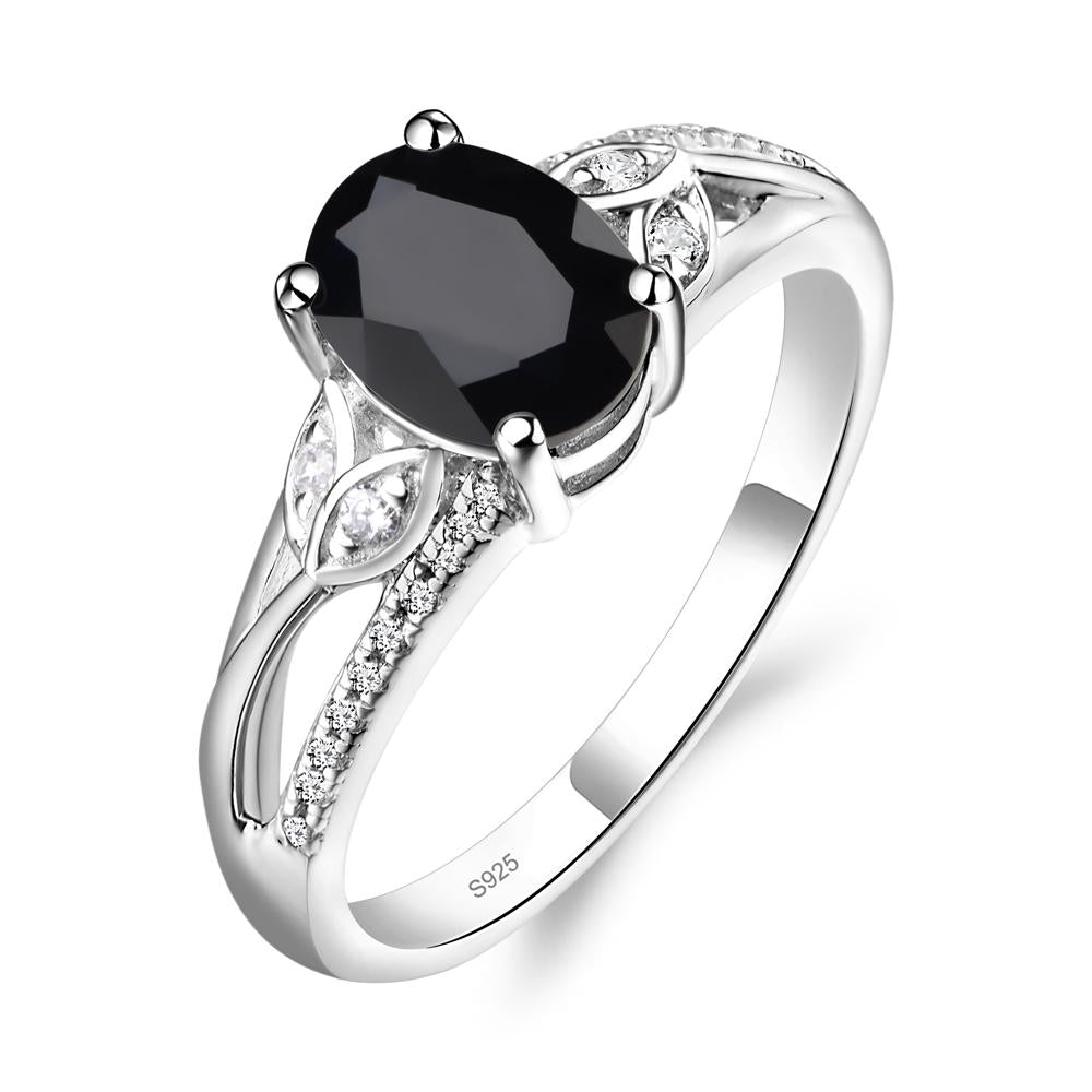 Oval Cut Black Spinel Ring - LUO Jewelry #metal_sterling silver