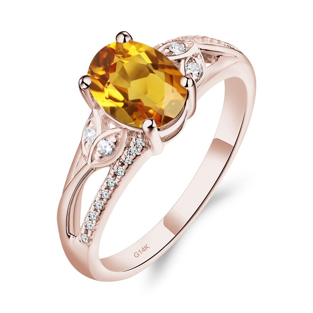 Oval Cut Citrine Ring - LUO Jewelry #metal_14k rose gold