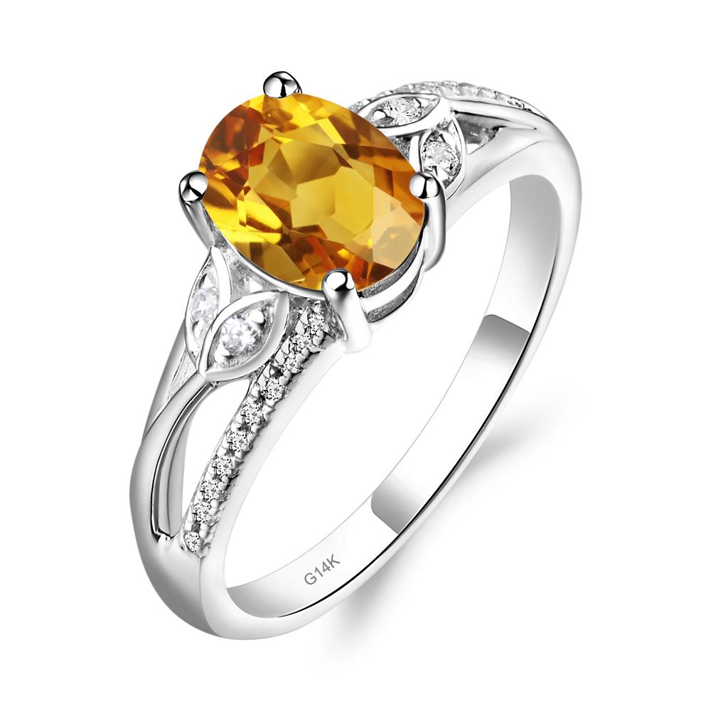 Oval Cut Citrine Ring - LUO Jewelry #metal_14k white gold