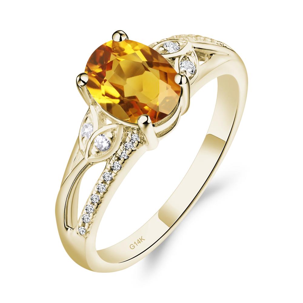 Oval Cut Citrine Ring - LUO Jewelry #metal_14k yellow gold