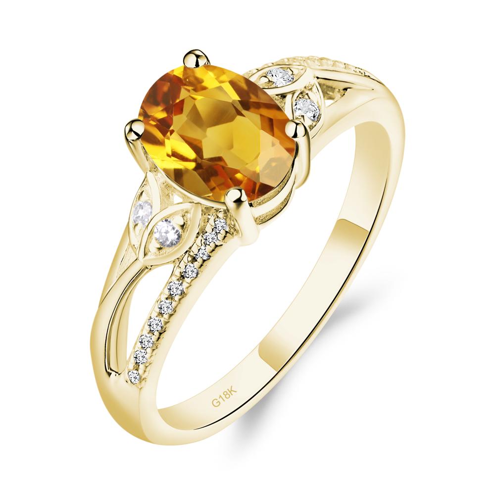 Oval Cut Citrine Ring - LUO Jewelry #metal_18k yellow gold