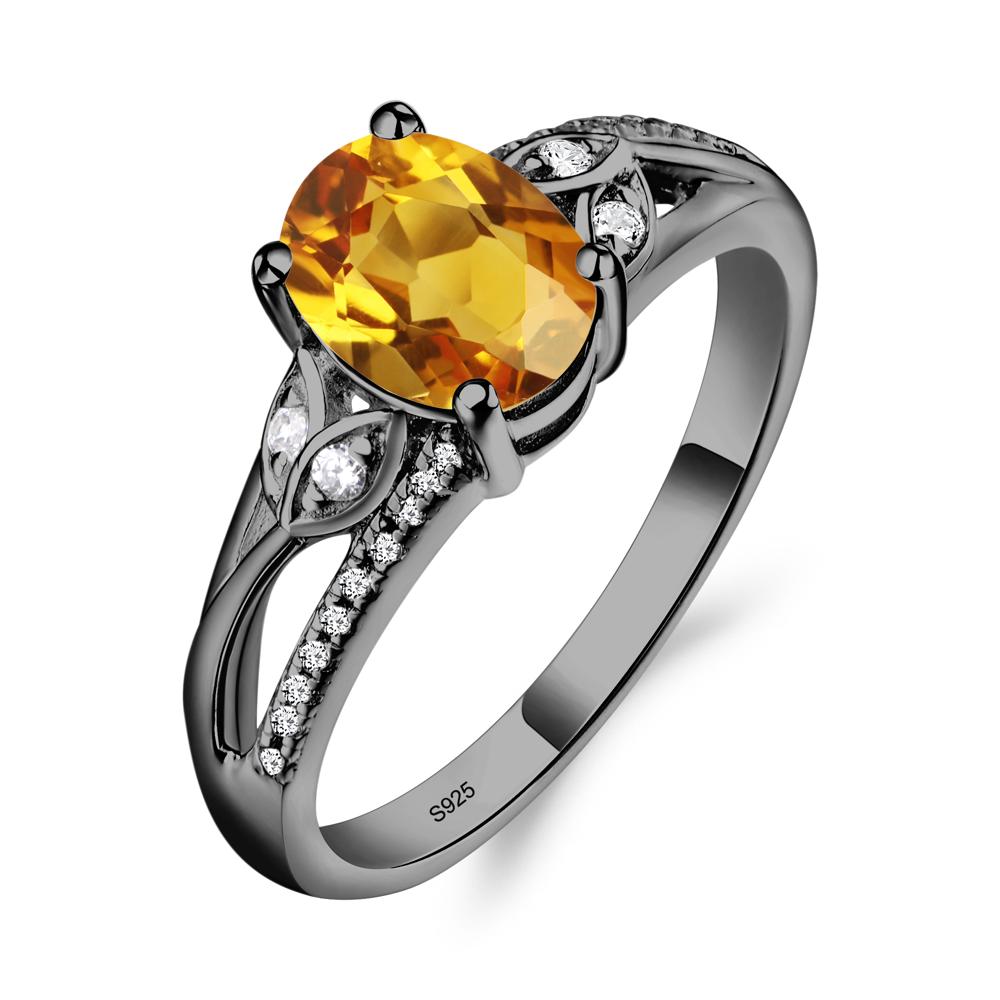 Oval Cut Citrine Ring - LUO Jewelry #metal_black finish sterling silver