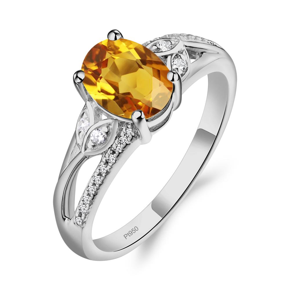 Oval Cut Citrine Ring - LUO Jewelry #metal_platinum