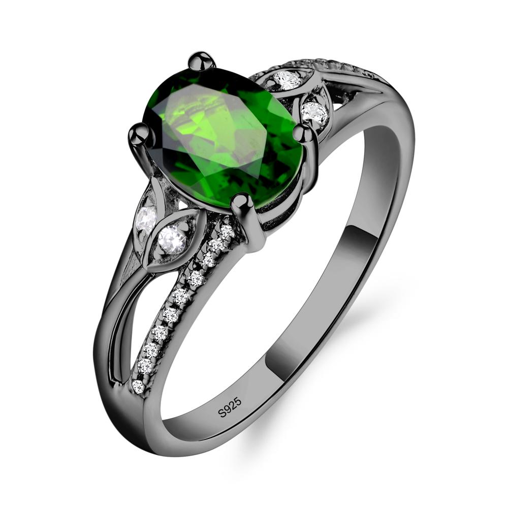 Oval Cut Diopside Ring - LUO Jewelry #metal_black finish sterling silver