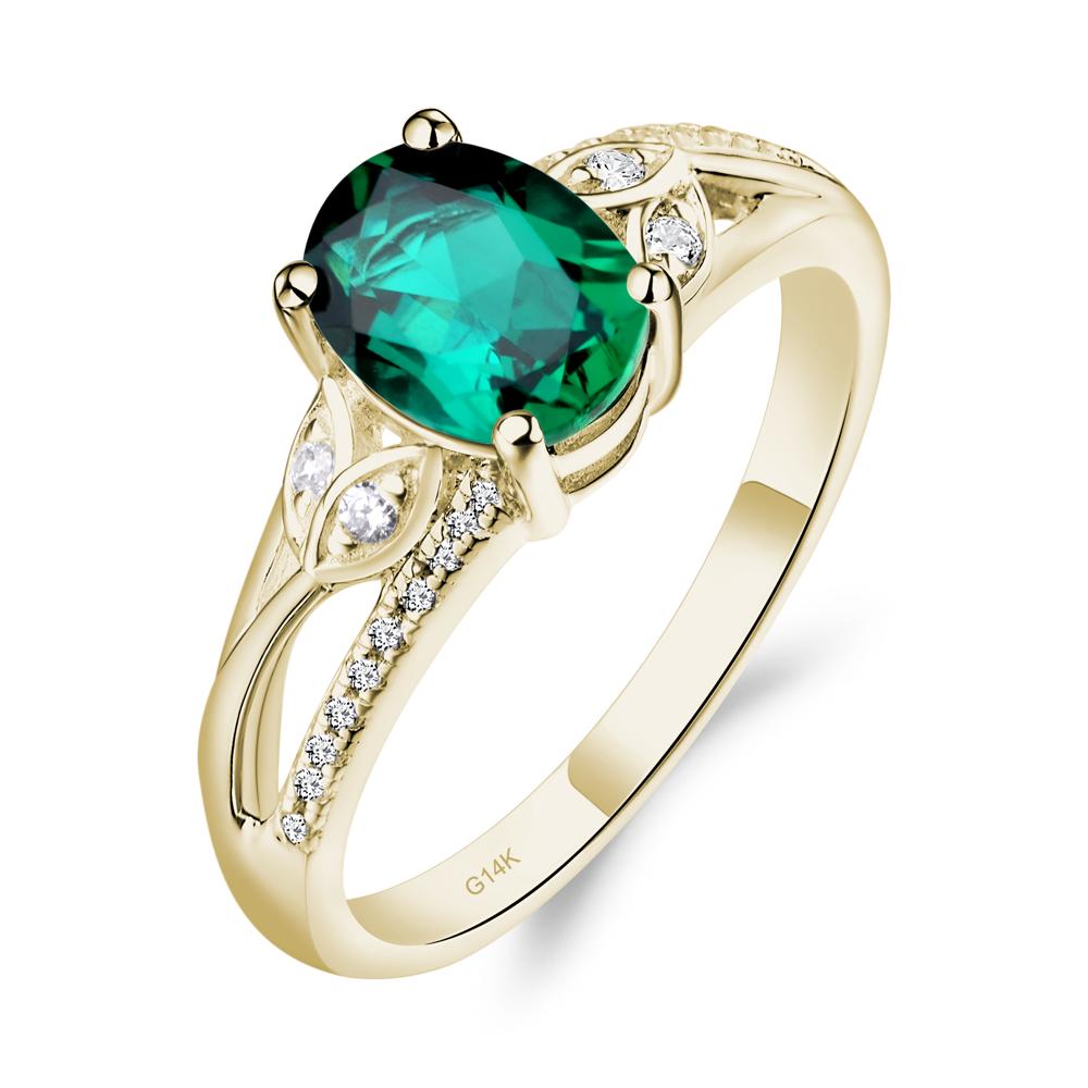 Oval Cut Emerald Ring - LUO Jewelry #metal_14k yellow gold