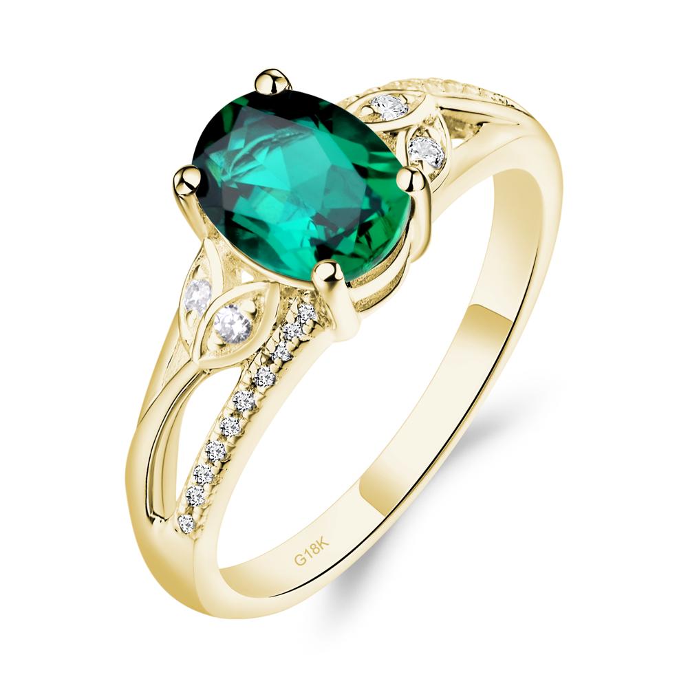 Oval Cut Emerald Ring - LUO Jewelry #metal_18k yellow gold