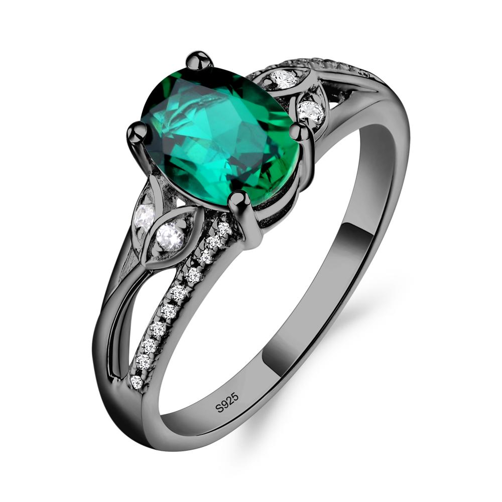 Oval Cut Emerald Ring - LUO Jewelry #metal_black finish sterling silver