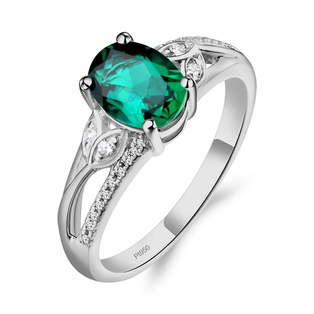 Oval Cut Emerald Ring - LUO Jewelry #metal_platinum