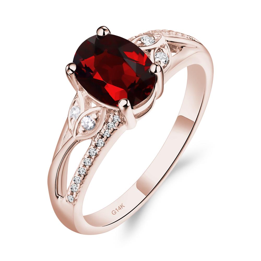 Oval Cut Garnet Ring - LUO Jewelry #metal_14k rose gold