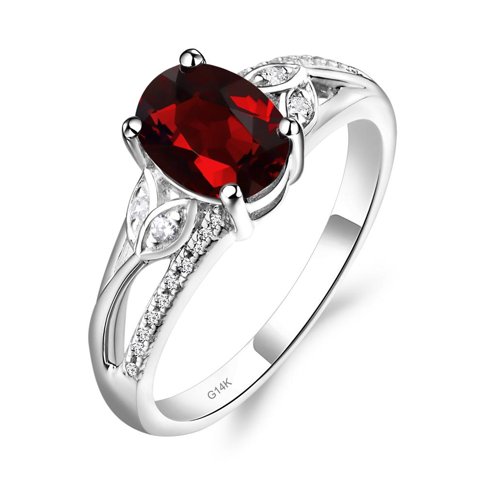 Oval Cut Garnet Ring - LUO Jewelry #metal_14k white gold