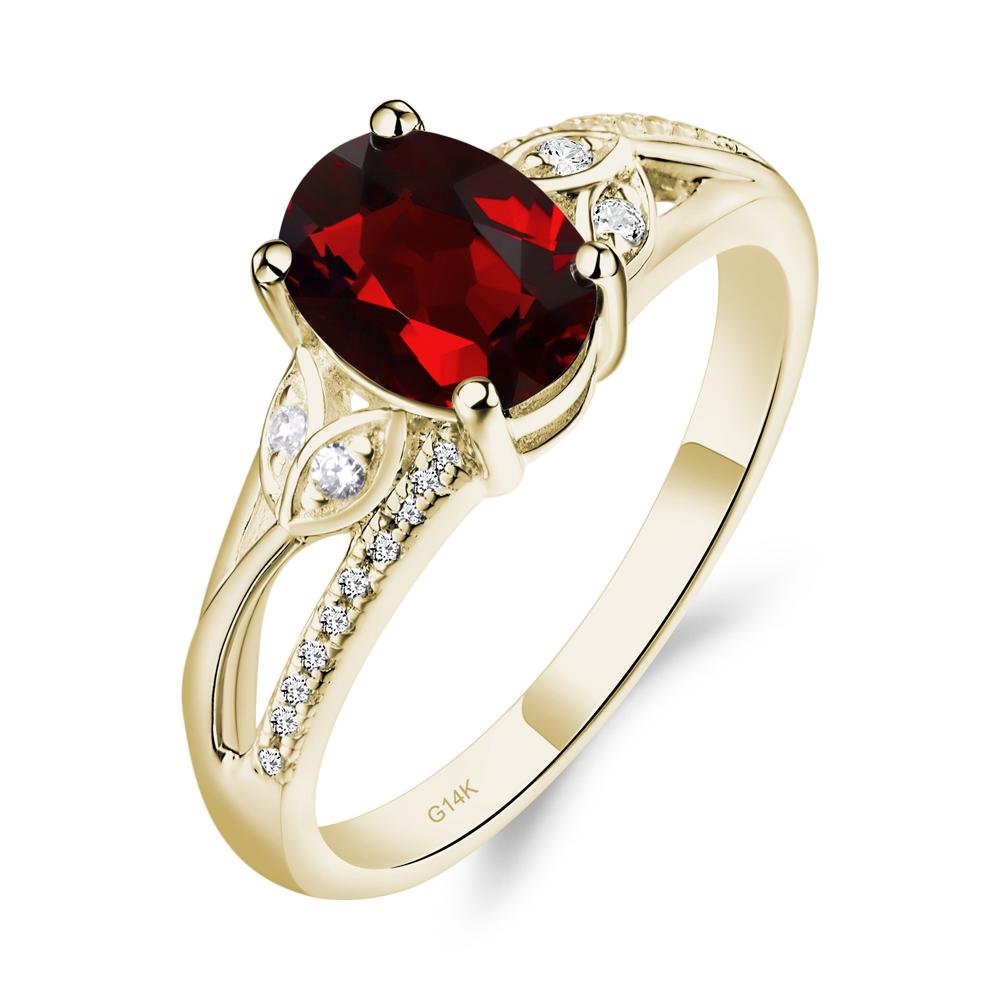 Oval Cut Garnet Ring - LUO Jewelry #metal_14k yellow gold