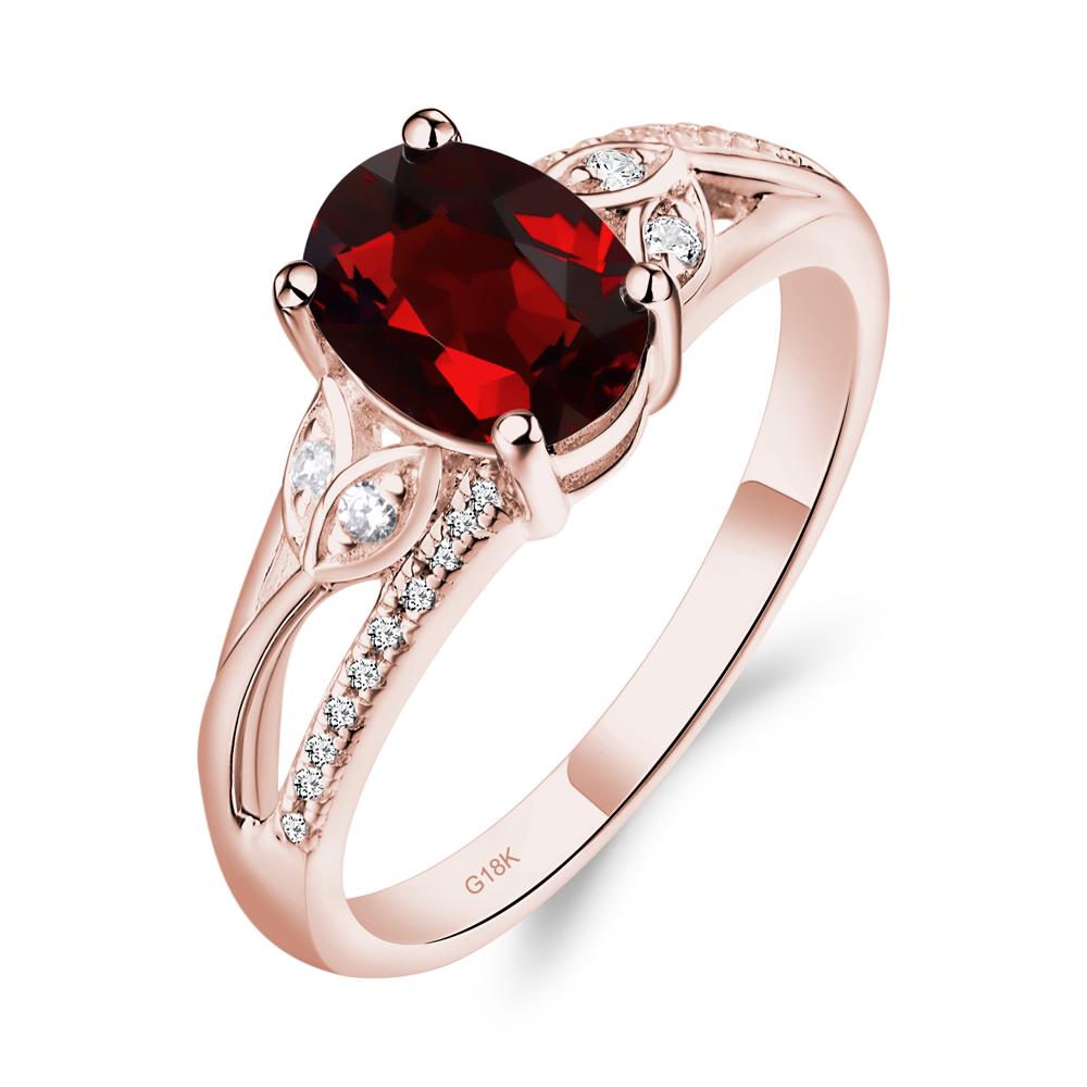 Oval Cut Garnet Ring - LUO Jewelry #metal_18k rose gold