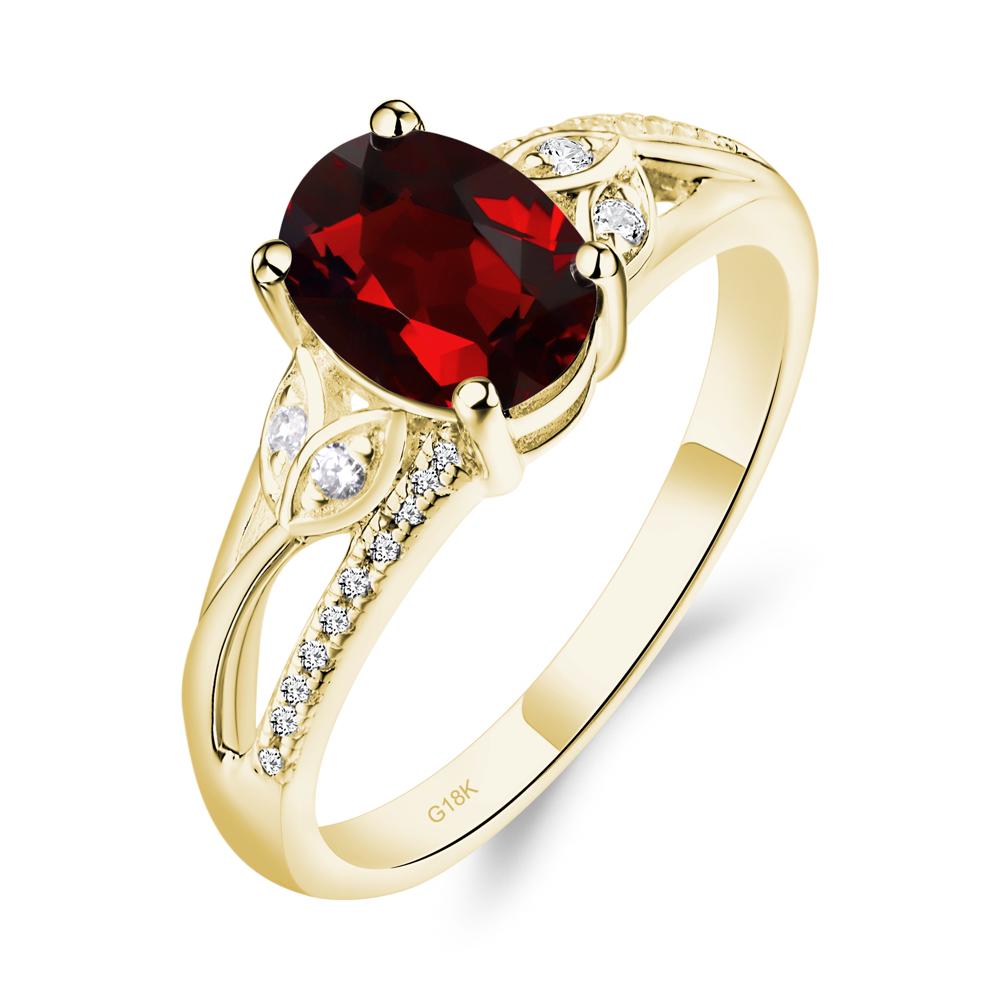 Oval Cut Garnet Ring - LUO Jewelry #metal_18k yellow gold