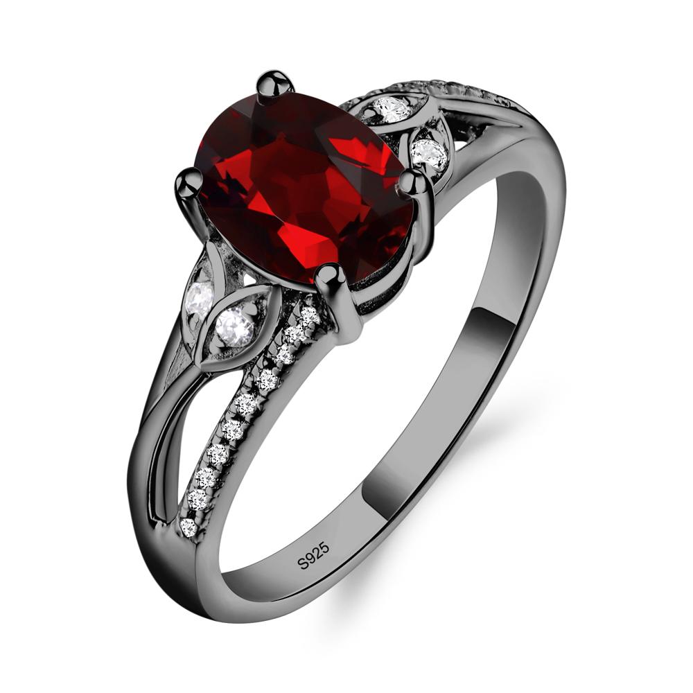 Oval Cut Garnet Ring - LUO Jewelry #metal_black finish sterling silver