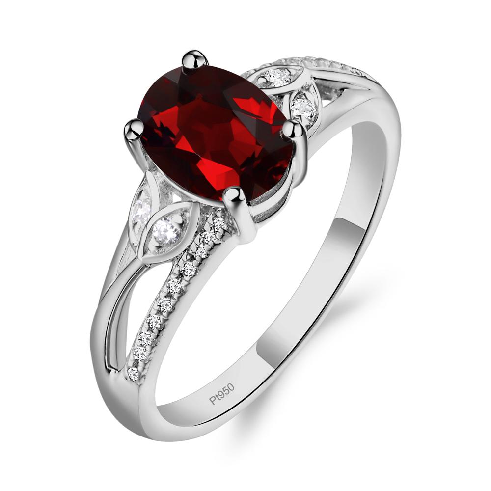 Oval Cut Garnet Ring - LUO Jewelry #metal_platinum