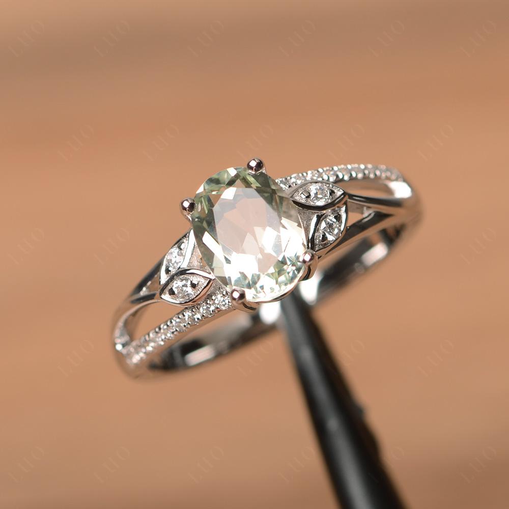 Oval Cut Green Amethyst Ring - LUO Jewelry 