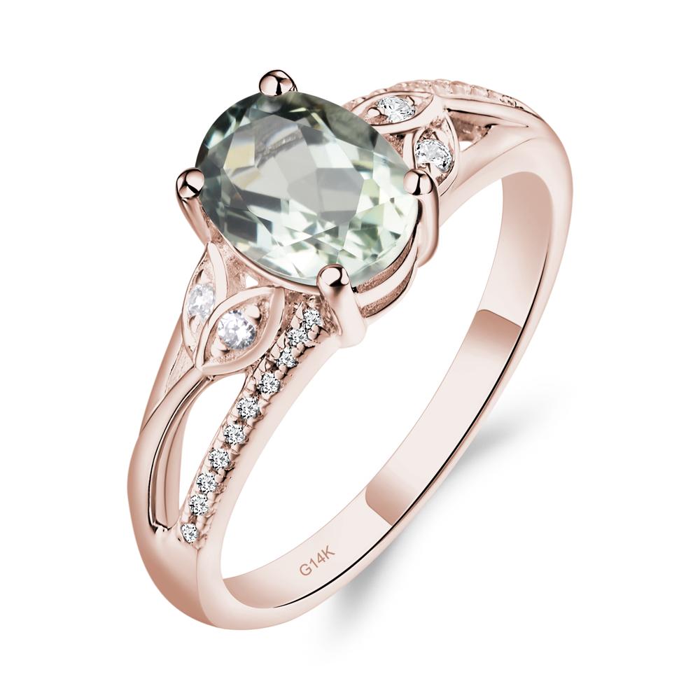 Oval Cut Green Amethyst Ring - LUO Jewelry #metal_14k rose gold