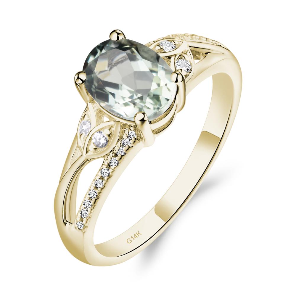 Oval Cut Green Amethyst Ring - LUO Jewelry #metal_14k yellow gold