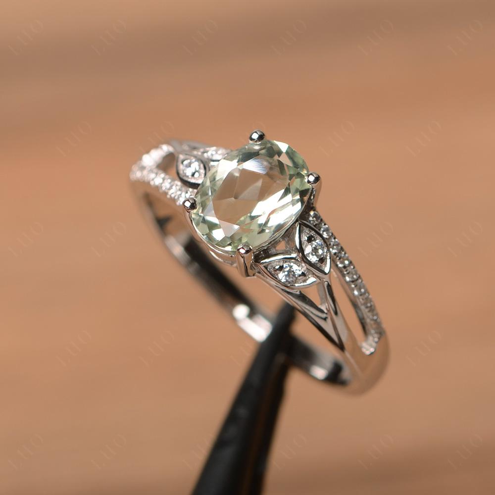 Oval Cut Green Amethyst Ring - LUO Jewelry 