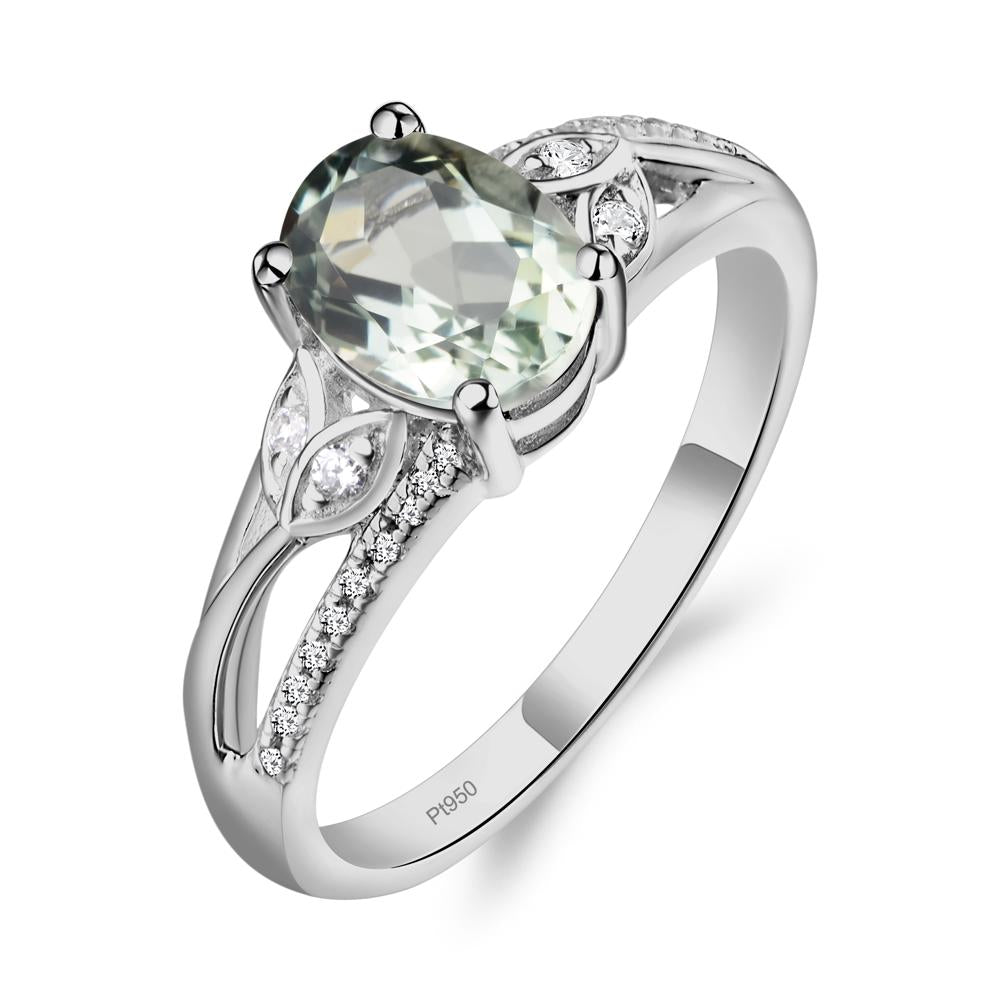 Oval Cut Green Amethyst Ring - LUO Jewelry #metal_platinum