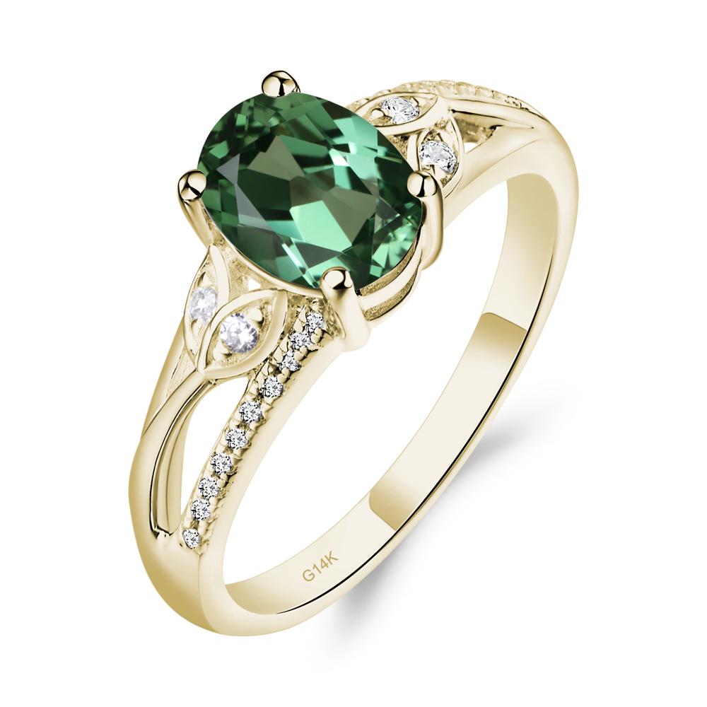 Oval Cut Green Sapphire Ring - LUO Jewelry #metal_14k yellow gold