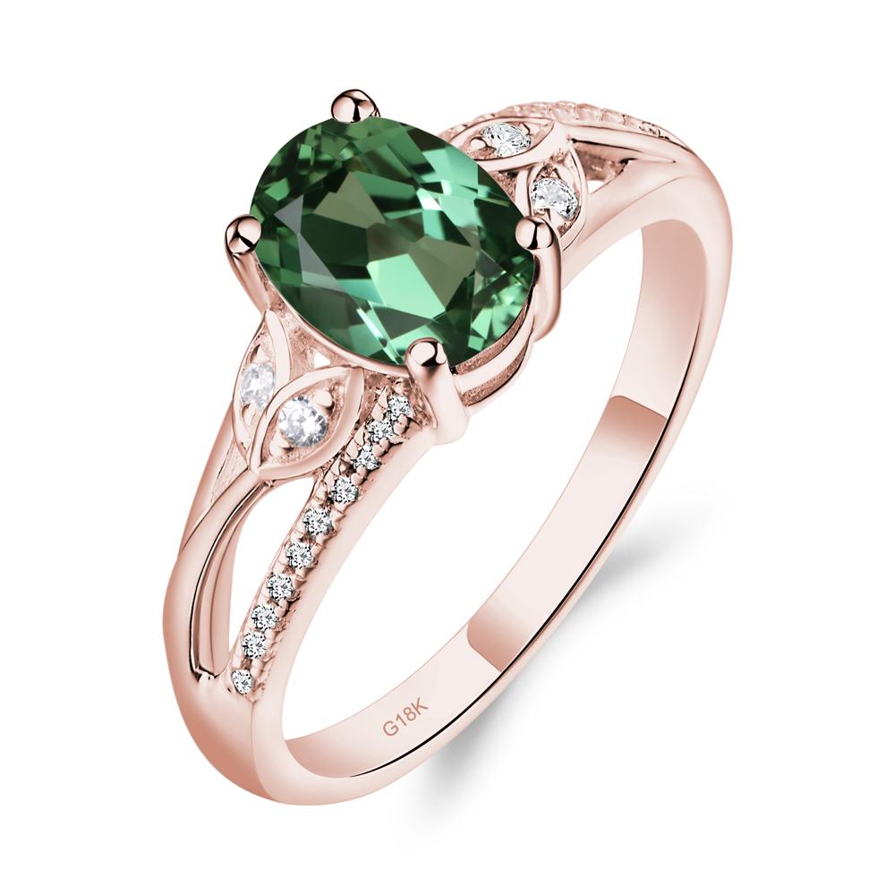 Oval Cut Green Sapphire Ring - LUO Jewelry #metal_18k rose gold