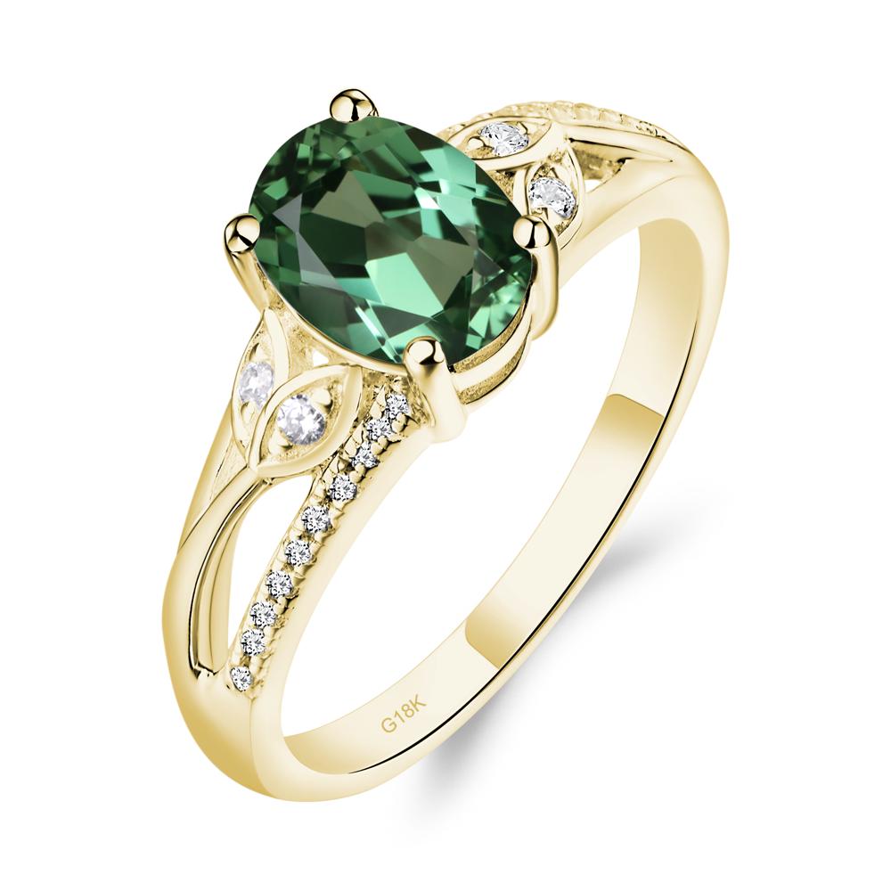 Oval Cut Green Sapphire Ring - LUO Jewelry #metal_18k yellow gold