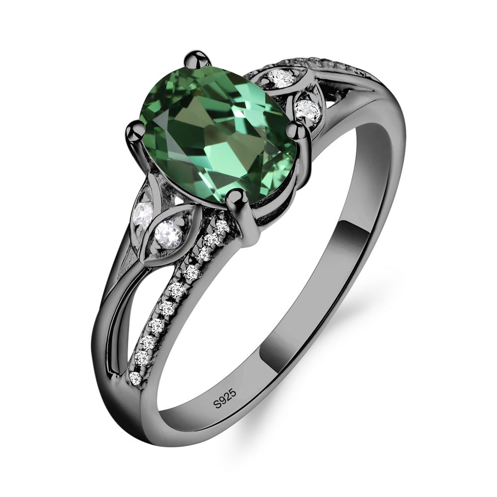 Oval Cut Green Sapphire Ring - LUO Jewelry #metal_black finish sterling silver