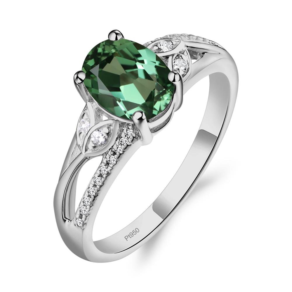 Oval Cut Green Sapphire Ring - LUO Jewelry #metal_platinum