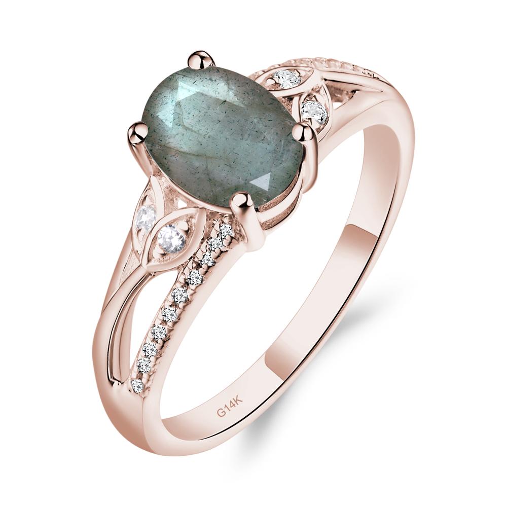 Oval Cut Labradorite Ring - LUO Jewelry #metal_14k rose gold