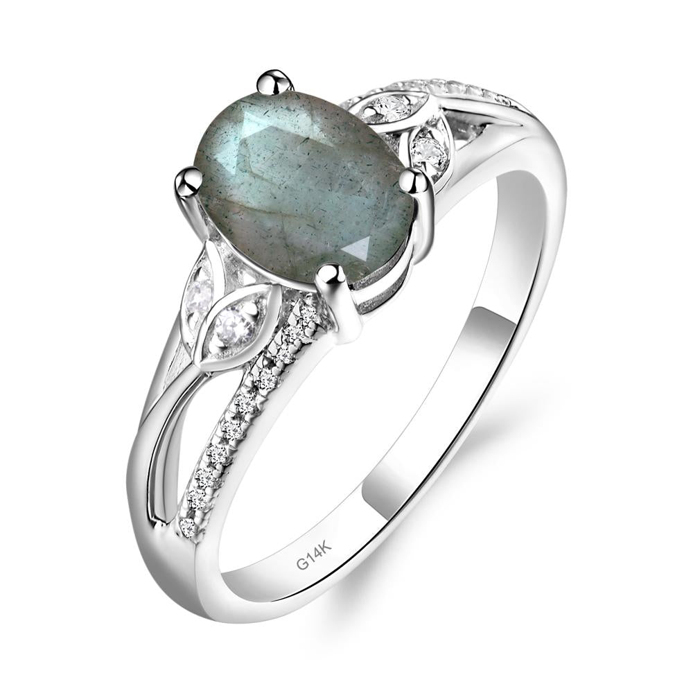 Oval Cut Labradorite Ring - LUO Jewelry #metal_14k white gold