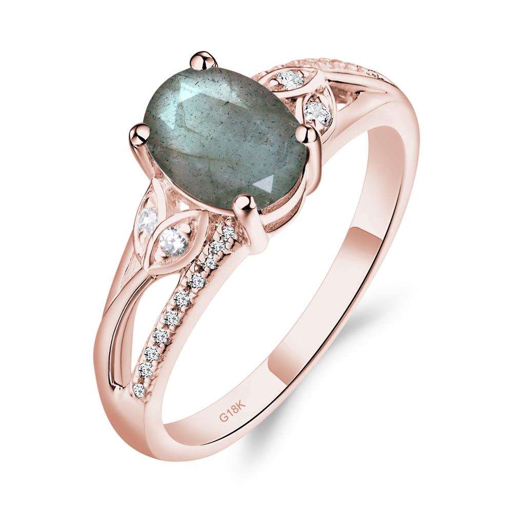 Oval Cut Labradorite Ring - LUO Jewelry #metal_18k rose gold