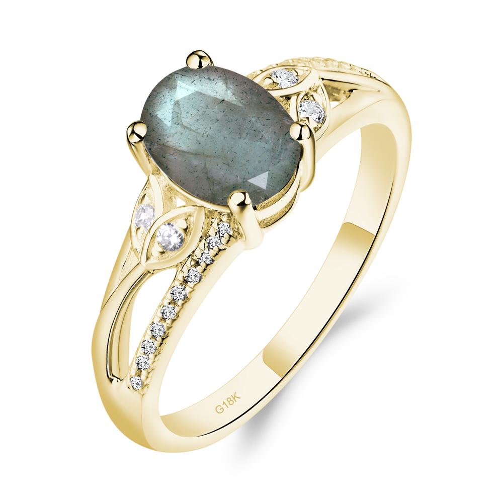 Oval Cut Labradorite Ring - LUO Jewelry #metal_18k yellow gold