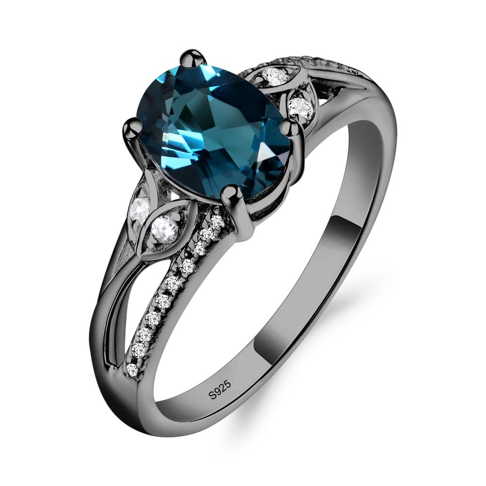 Oval Cut London Blue Topaz Ring - LUO Jewelry #metal_black finish sterling silver