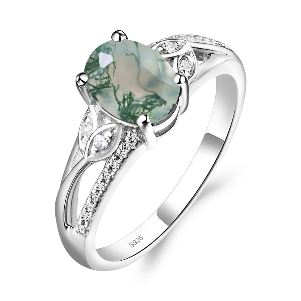 Oval Cut Moss Agate Ring - LUO Jewelry #metal_sterling silver