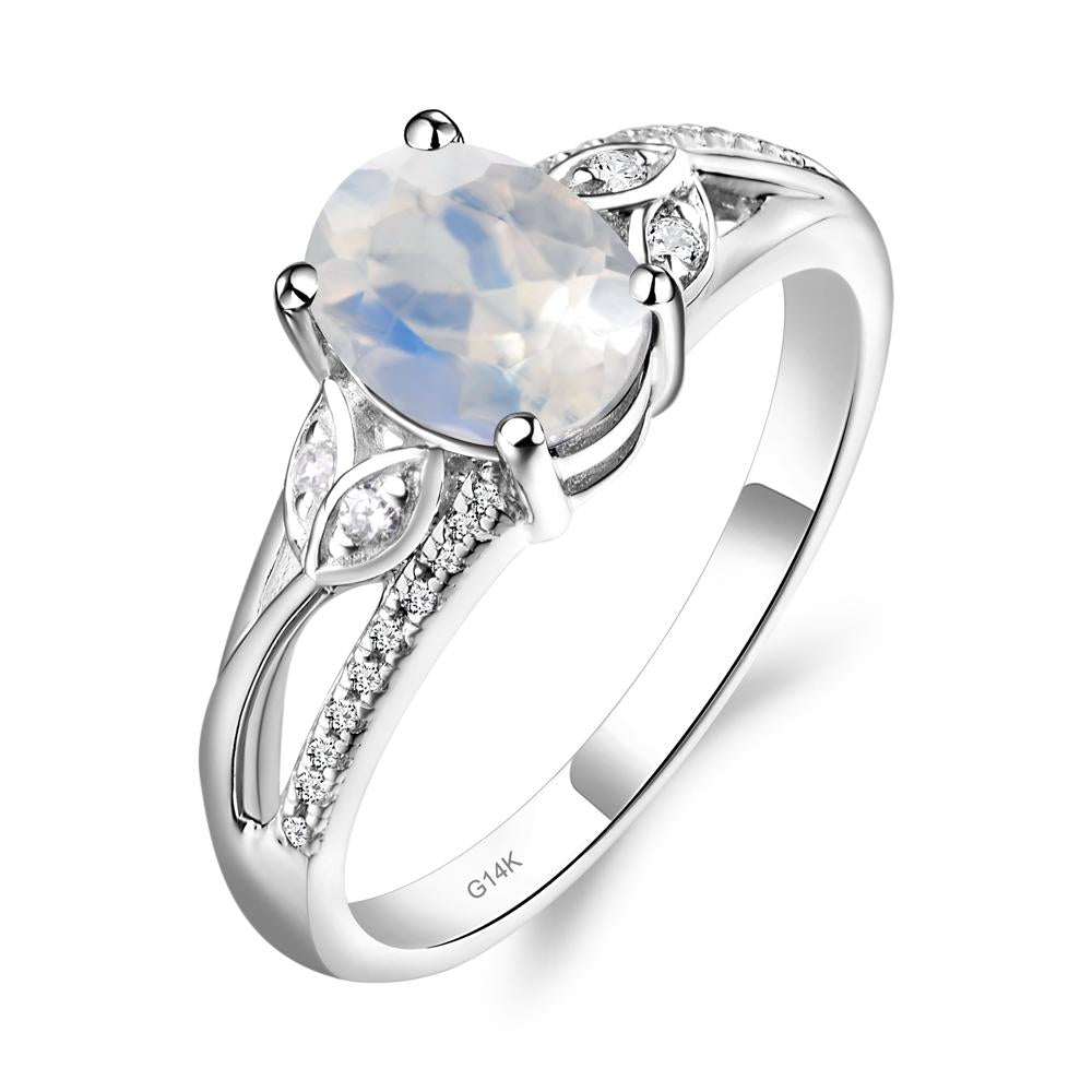 Oval Cut Moonstone Ring - LUO Jewelry #metal_14k white gold