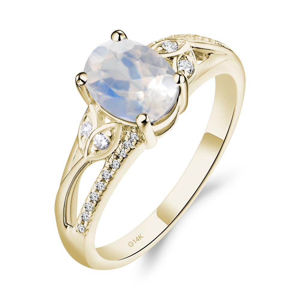 Oval Cut Moonstone Ring - LUO Jewelry #metal_14k yellow gold