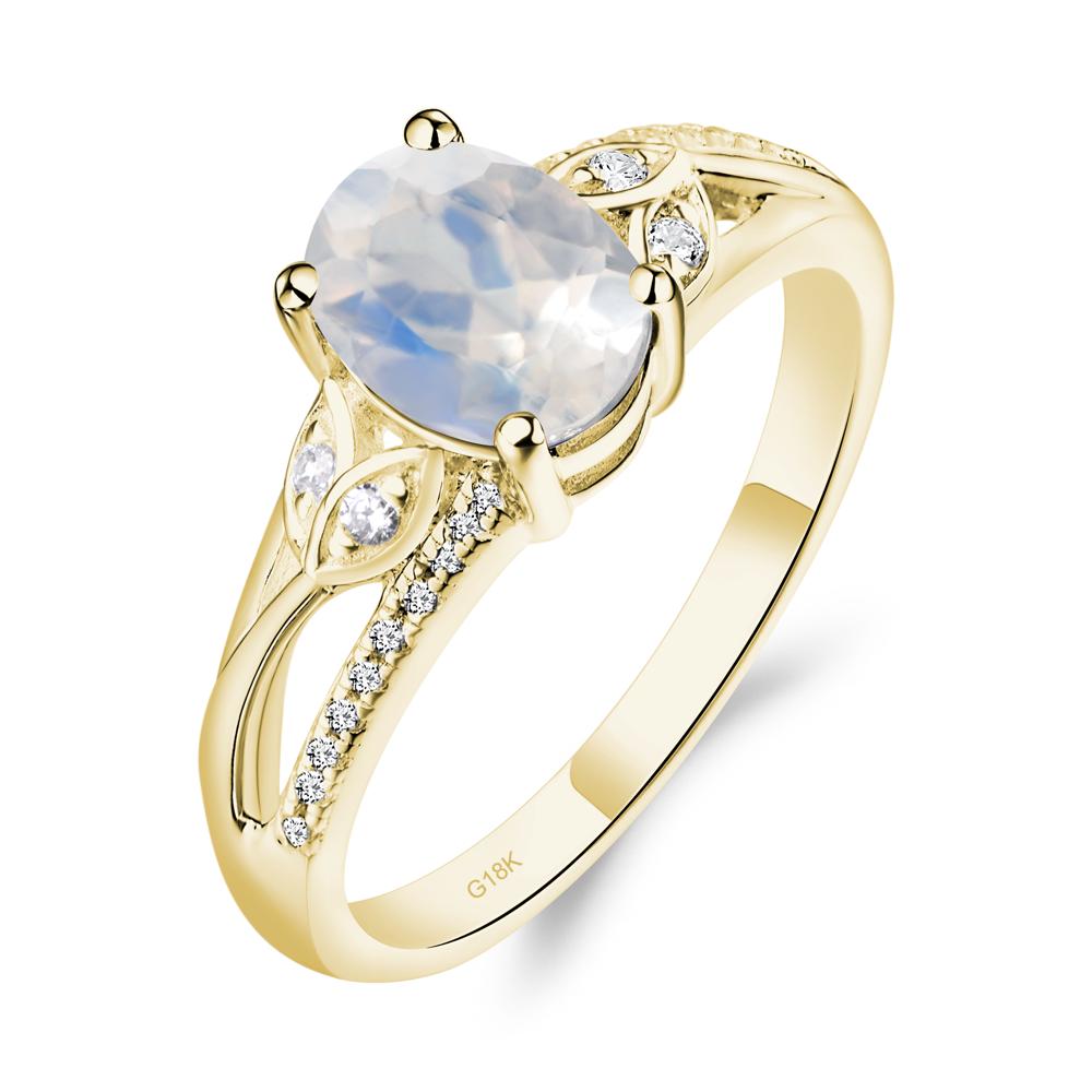 Oval Cut Moonstone Ring - LUO Jewelry #metal_18k yellow gold