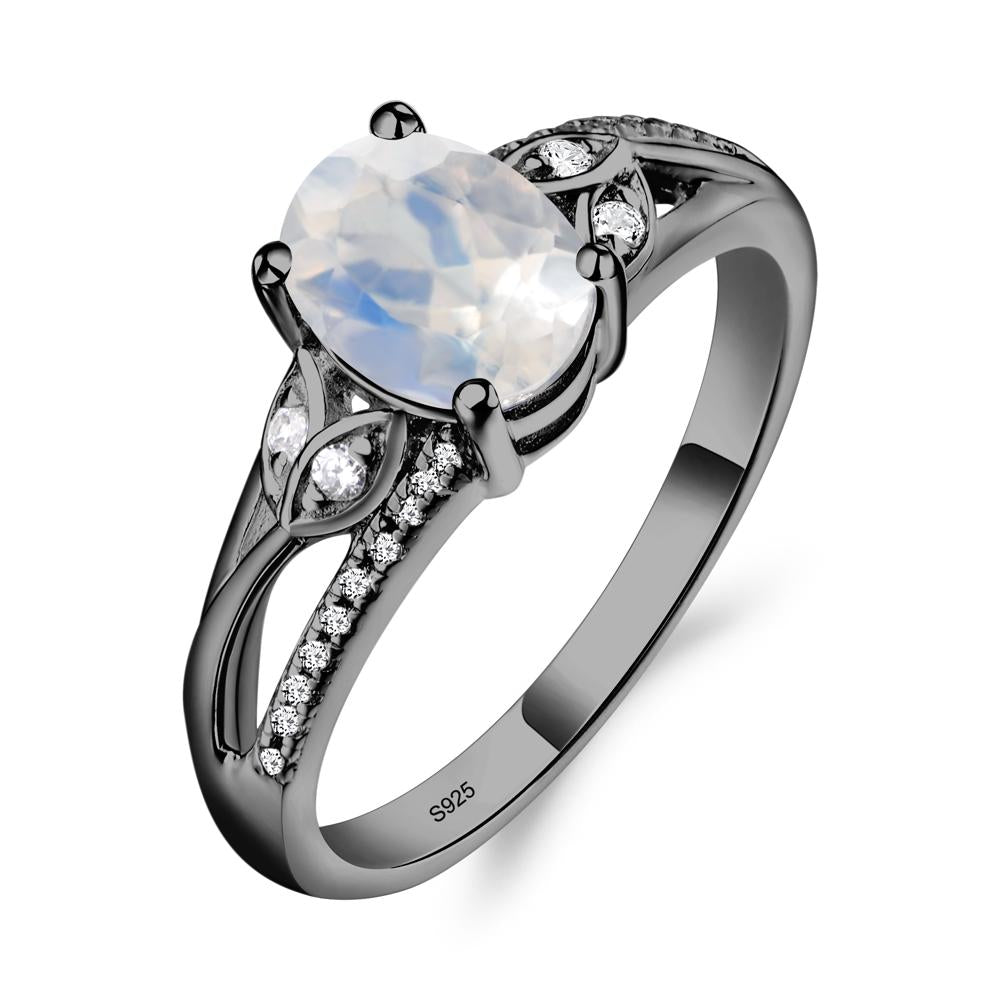 Oval Cut Moonstone Ring - LUO Jewelry #metal_black finish sterling silver