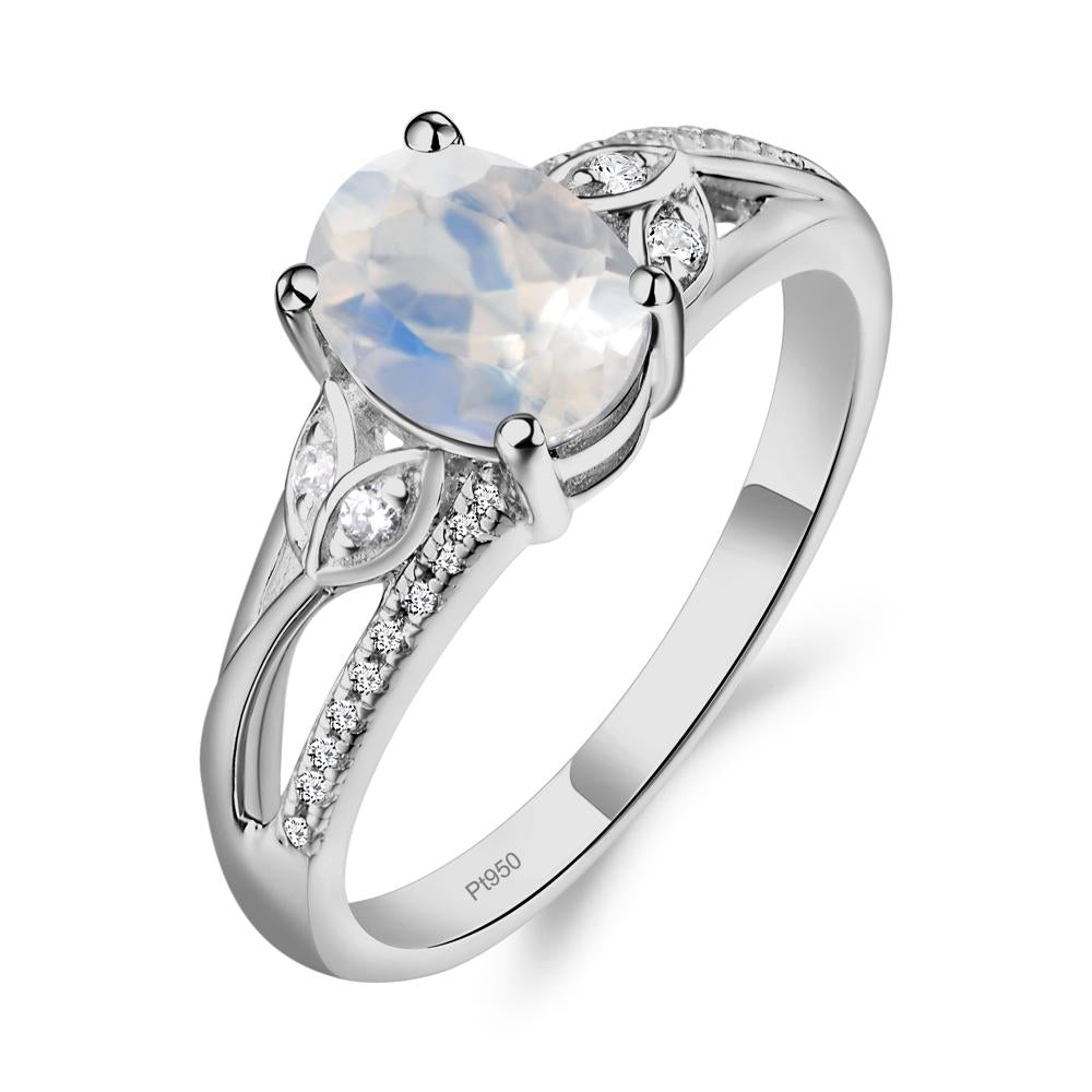 Oval Cut Moonstone Ring - LUO Jewelry #metal_platinum