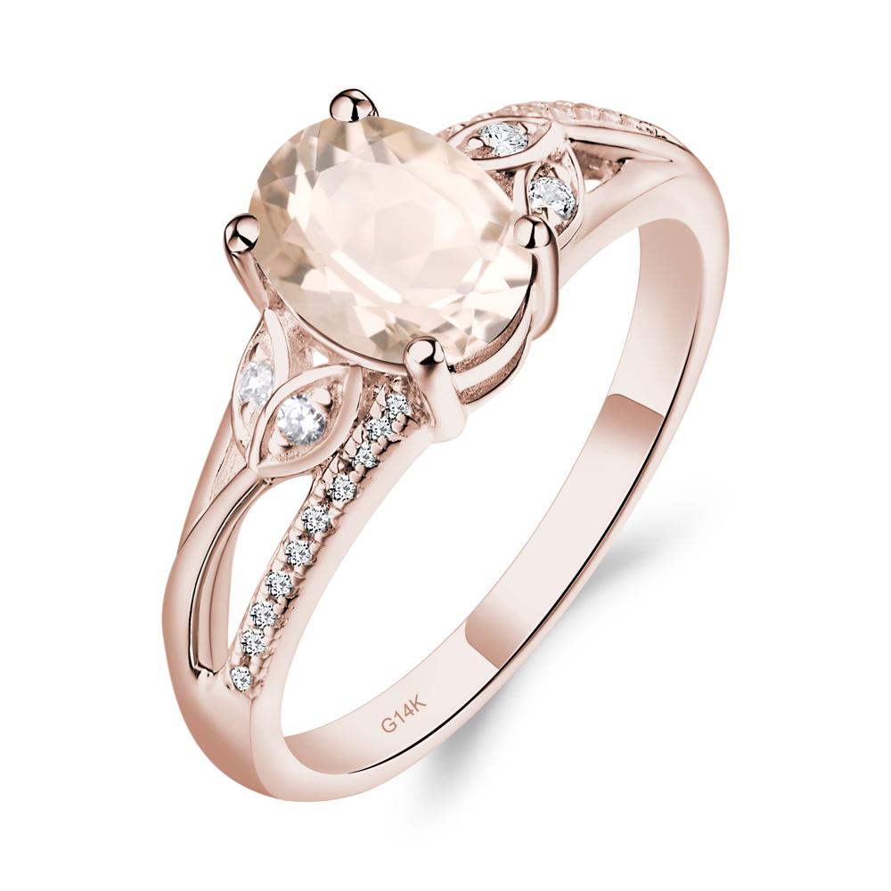 Oval Cut Morganite Ring - LUO Jewelry #metal_14k rose gold